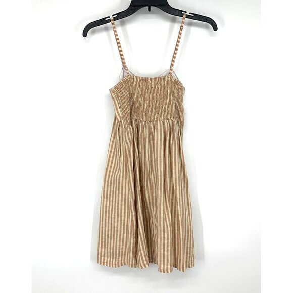 Faithfull The Brand Dress Small 100% Linen Stripe Lace Up Mini - Picture 14 of 16